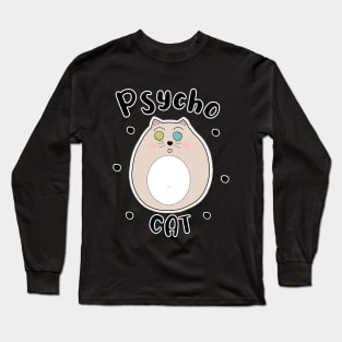 Psycho comic cat Long Sleeve T-Shirt